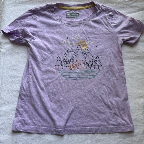 Eddie Bauer Kids S (7/8) Lavender Graphic Tee & Galaxy Print Leggings Set - Picture 3 of 10